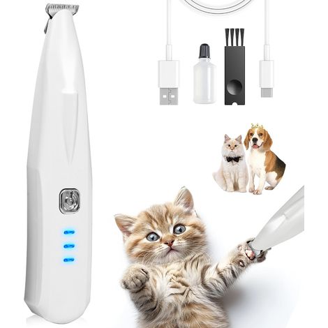 Coupe-ongles électrique pour chiens et chats, rechargeable par USB, avec lumière LED, pour les pattes/yeux/oreilles/visage/corps.-AquaForge (1/5)