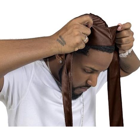 Zweiteiliges Seiden-Durag-Set, geeignet für Männer und Frauen mit welligem Haar, hochwertige, luxuriöse Satin-Ausführung. (1/5)