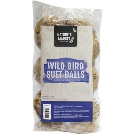 Bird Food 6 x Suet Cakes Bird Feed Suet Blocks Wild Bird Food High in Energy & Protein-Rich (6) (1/2)