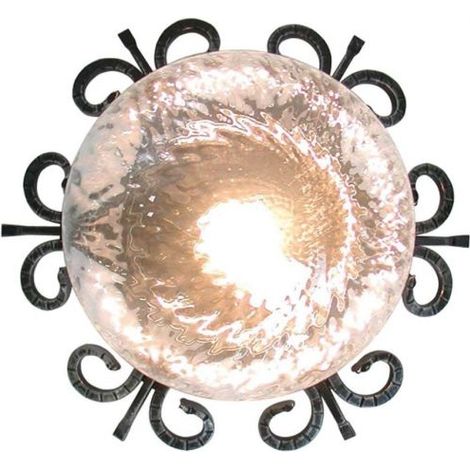 Plafoniera Lanterna Lampada a Muro Rustica in ferro battuto Applique Ø35 cm 60Watt (1/8)