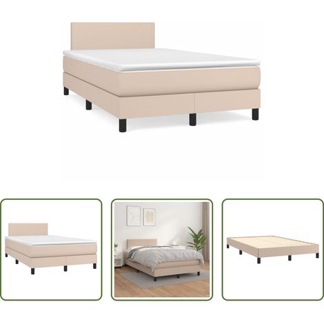 Matelas ensaché - Sommier à lattes de lit matelas cappuccino 120x190cm similicuir (1/5)