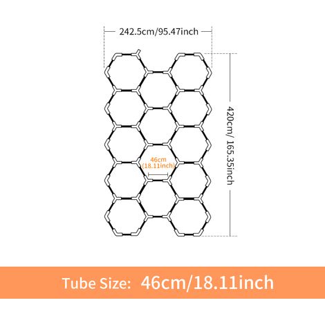 460W LED Hexagon-Garagenlicht Set 420 x 242 cm, Ultrahelle Deckenbeleuchtung, Profi-Werkstattbeleuchtung für Autoaufbereitung, Car Detailing und Garage