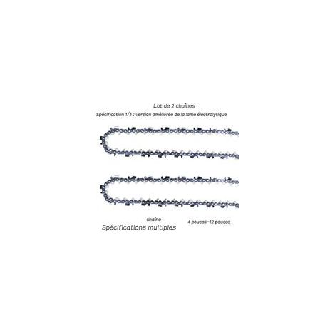 Lot de 2 chaînes de tronçonneuse 1/4' – 32 maillons – Lame galvanisée renforcée – Faible rebond pour coupe précise - 5pouces (1/5)