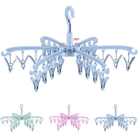 Pliant Etendoir Chaussette 24 Piéces pour Chaussettes, Support Chaussettes Etendoir, Serviettes, sous-Vêtements, Inserts de Chaussures (Bleu) (1/5)