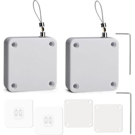 Ferme-portes automatiques, lot de 2, ferme-portes automatiques à capteur sans perçage, ferme-portes automatiques à capteur avec cordon de traction, modèle sans perçage pour chambre à co (1/4)