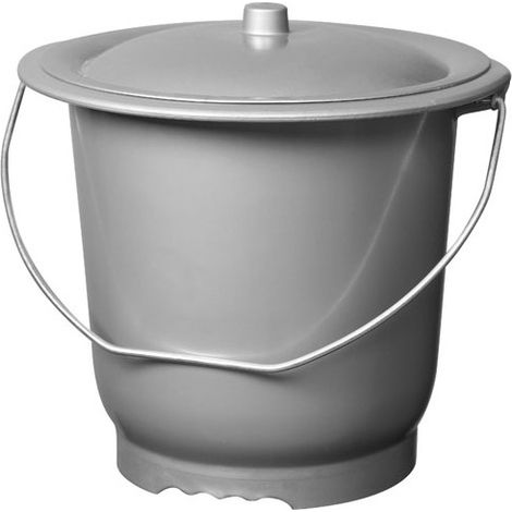 Seau hygiénique 10L en polyéthylène – Anse métal galvanisé – Couvercle aluminium anti-odeurs – Diamètre 31 cm – Poids 0,78 kg – Aluminium Et Plastique