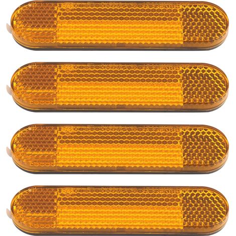 4 Pcs réflecteurs de Moto et vélo - 96 x 24 x 8 mm - Réflecteurs rectangulaires - Réflecteurs latéraux Autocollants - pour Moto, vélo, Scooter - Jaune