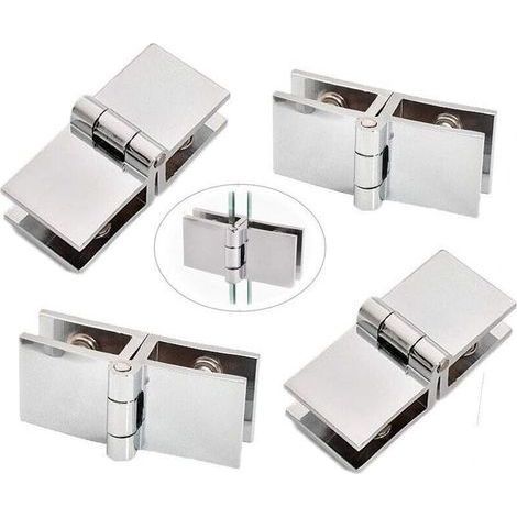 4pcs 180 Ḟ Glass Door Hinge, Glass Door Hinge, Zinc Alloy Glass Door Hinge, Clip Glass Door, Easy Installation and Durable for Showcase, Wardrobe (1/4)