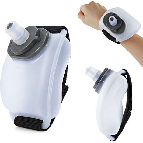 Trinkflasche für Sport, Handlich 200 ml mit verstellbarem Armband, weiche Silikon-Trinkflasche BPA-frei zur Flüssigkeitszufuhr für Laufen, Joggen, Marathon und Klettern (Weiß) (1/5)