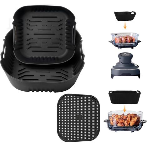 3 Pièces Moules Silicone et Grille Anti Projection en Silicone pour Ninja CRISPi Friteuse à Air FN101EUSG, Air Fryer Accessoires pour Friteuse à Air Ninja FN101EU (1/5)
