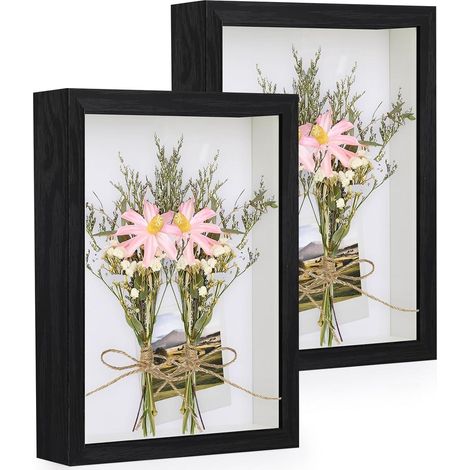 3D Bilderrahmen 20x30cm Echtglas Tischplatte Wand Schwarz 2er A4 (1/5)