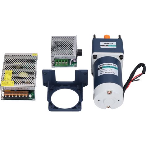 Moteur à réducteur 12V CC, vitesse réglable 10-600 tr/min, micro-moteur avec boîte d'engrenages, 90W, compatible AC 110V/220V, sens horaire et antihoraire, 3K. (1/5)