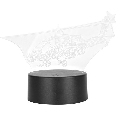 Veilleuse hélicoptère 3D en acrylique avec interrupteur tactile, idéale comme cadeau de décoration de bureau.