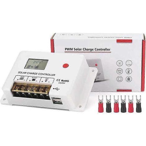 Contrôleur de chargeur solaire 30A 20A 10A 12V-24V MPPT pour panneaux solaires et batteries PWM avec écran LCD - Contrôleur domestique PV - 20A (1/5)