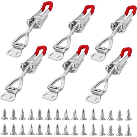 Lot de 6 fermetures à cliquet en acier inoxydable Fermeture à levier réglable Pour caisses,armoire,tiroir,porte 100 kg (1/5)