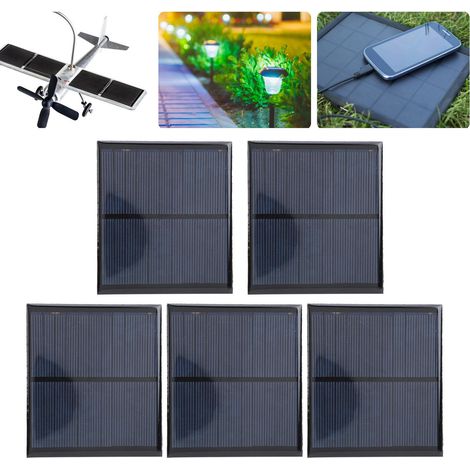 5 Pièces Mini Panneau Solaire Époxy Module 30CM Fils Rouge et Noir 5.5V 160mA (1/5)