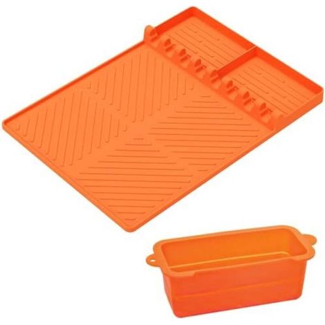 Tapis de spatule en silicone résistant à la chaleur avec récupérateur de graisse, ustensile de cuisine en silicone pour poêles à frire, grille pour barbecue extérieur, tapis de poêle en silicone (1/5)