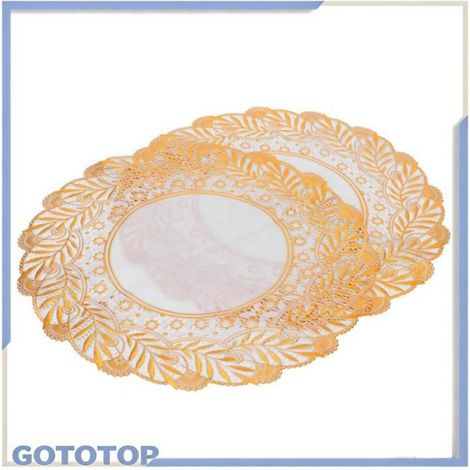 Tapis de tasse 2pcs Tapis de Table Napperons de Table à Manger Dorés pour Mariage Fête Fournitures linge lit Modèle 02 (1/5)