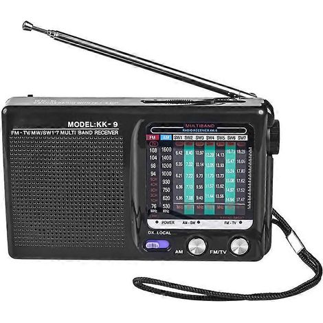 Radio AM/FM/SW pour intérieur, extérieur et situations d'urgence avec haut-parleur, noire (1/5)
