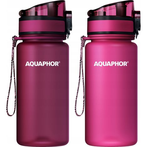 Flacone filtro Aquaphor City da 0,35 litri con cartucce, 2 pezzi bordeaux e rosa