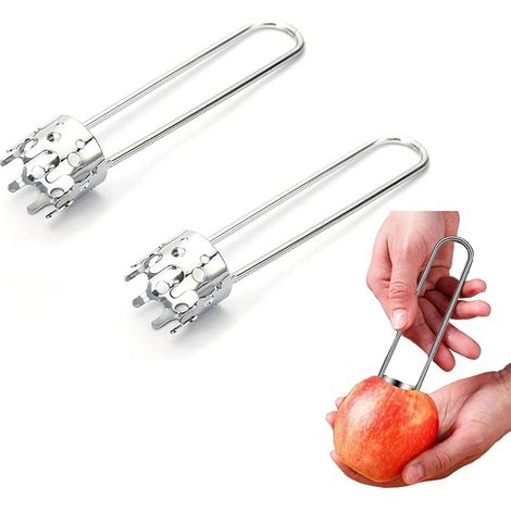 Snocciolatore per peperoni, set da 2 pezzi multifunzionale in acciaio inox, per peperoni, mele e frutta e verdura (15,5 x 3,4 cm) (1/5)