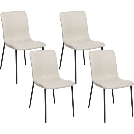 Elegante set di 4 sedie da pranzo in tessuto Sala da pranzo Gambe in ferro poliestere Beige chiaro Glendive (1/5)