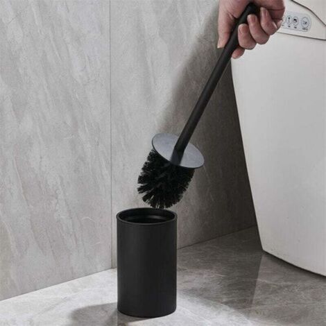 Brosse WC en acier inoxydable Finition satinée Avec support intégré Design moderne et facile d'entretien Idéale pour l'hygiène de la salle de bain Brosse WC avec support 14 x 8 x 38 cm