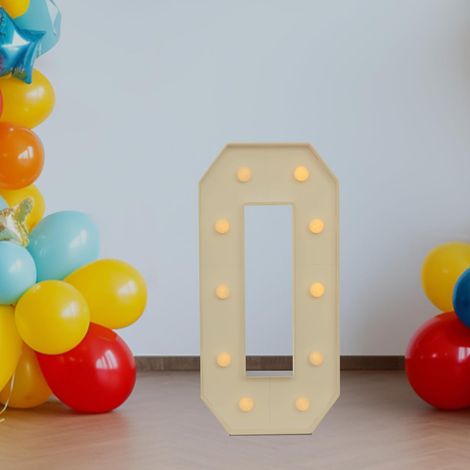 Chiffres lumineux à LED 0, grand nombre avec ampoules - 100 cm - Blanc chaud - Décoration LED pour anniversaire, fête, mariage