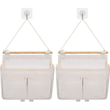Sac De Rangement Mural, 2pcs Sac à Suspendre Organisateur De Poche (Beige) (1/5)