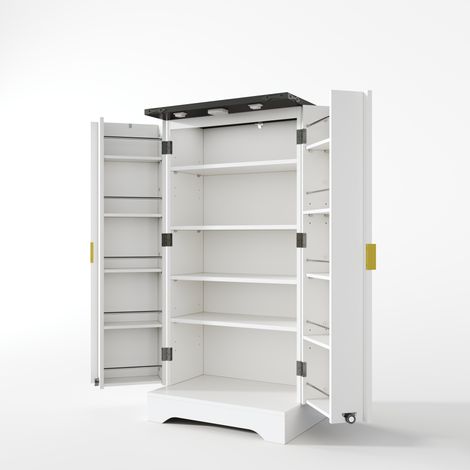 Armoire de cuisine blanche avec éclairage LED à capteur et étagère à épices, 120 x 60,5 x 40 cm (1/5)