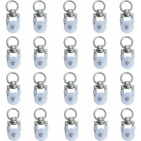 20 pieces curtain track rollers, track rollers, curtain rod rollers, low noise pulley, double roller for window curtain tracks, for window curtain tracks YMYNY (1/4)