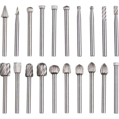 Rotative 20 pièces, XU, De limes carbure,têtes rotatives HSS, Outil rotatif ,outil à 1/8" (3 pour meuleuse, Travail bois, Polissage métaux, Gravure, Perçage KZQ - KZQ (1/4)