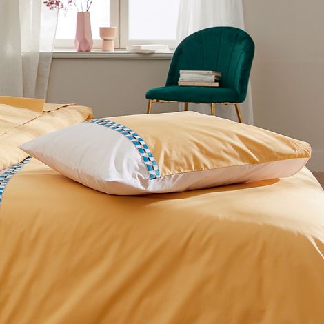 Taie d'oreiller percale avec galon Jaune 50x70 cm