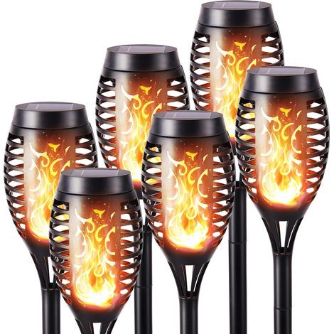 Solar Flame Lights Outdoor - 6 Pack Waterproof Solar Decorative Lights, Solar Flickering Flame Lights for Decoration, Garden, Patio, Path, Lawn (1/5)