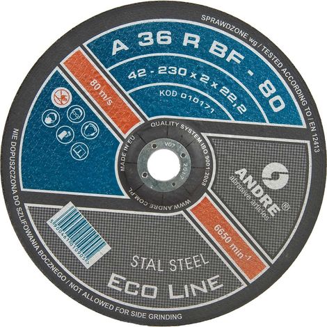 Disque à tronçonner plat en acier inoxydable 230 mm x 2 mm x 22 mm 402 30 222