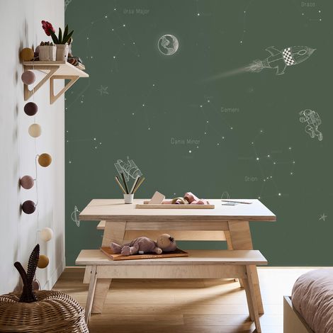 Papier peint panoramique Voyage dans l'espace 300 x 280cm Vert (1/5)