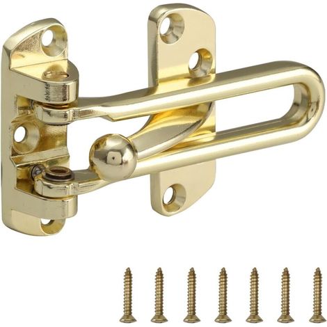 1 lot de serrures de sécurité en acier pour porte d'entrée, verrou sans chaîne pour fenêtre et porte d'entrée, pour éviter les effractions, doré (1/5)