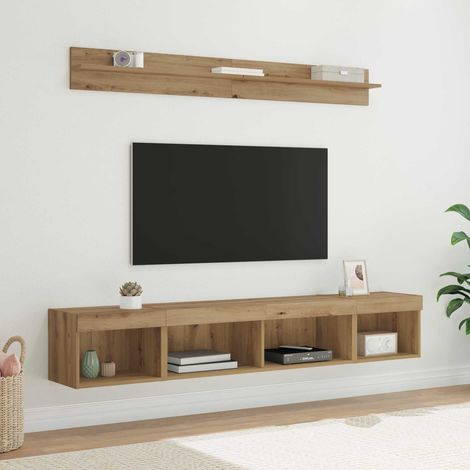 TV-Wandregal-Set mit LED 5 pcs Artisan-Eiche Holzwerkstoff