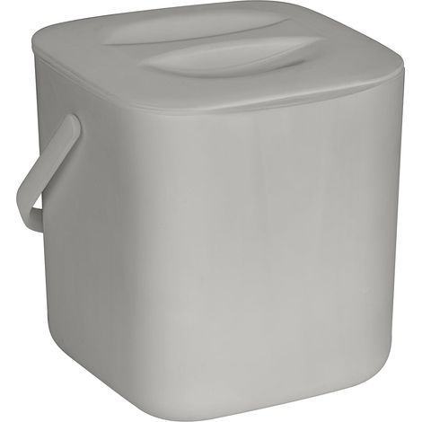 Poubelle Collecteur de déchets Cuisine sur Pied avec Tamis Amovible 3 l Lavable au Lave-Vaisselle Plastique Gris 18x18x19 cm (1/5)