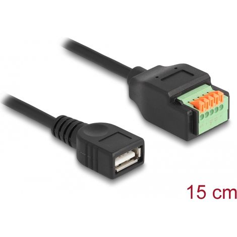 Delock Cable USB 2.0 Tipo-A hembra a bloque de terminales con botÃ³n pulsador 15 cm