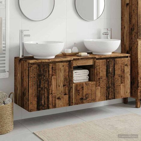 vidaXL Set di Armadi da Bagno 3 pz Legno antico 49,5 x 44,5 x 65 cm (1/5)
