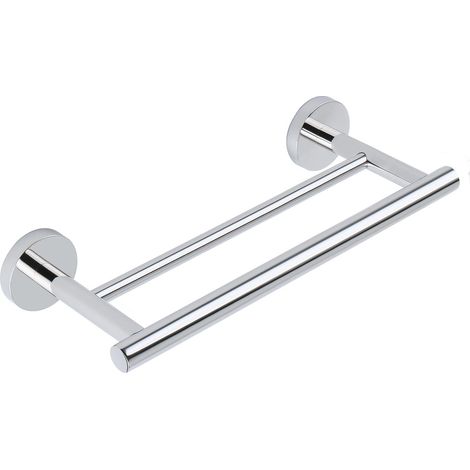 1 Porte-Serviettes Mural Double Barres Acier Inoxydable Chrome Poli Fixation Murale Salle De Bain Cuisine (1/5)