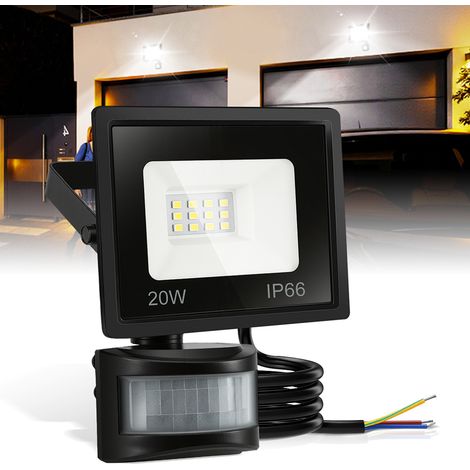 Wolketon Proiettore LED da Esterno 4X20W con Sensore di Movimento – Impermeabile IP66, Faro Giardino 6000K Luce Bianca Fredda