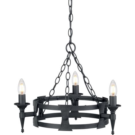 Lampadario nero Saxon in acciaio 3xE14 60W Elstead