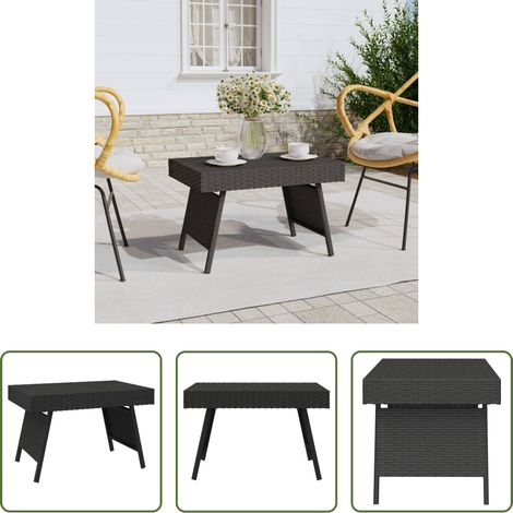 Klapptisch - Beistelltisch Klappbar Schwarz 60x40x38 cm Poly Rattan (1/5)