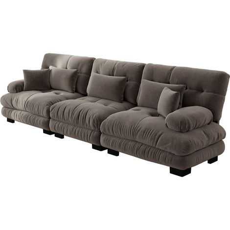 Sofá modular de 3 plazas de chenilla marrón con asiento profundo HOMVRA (1/5)