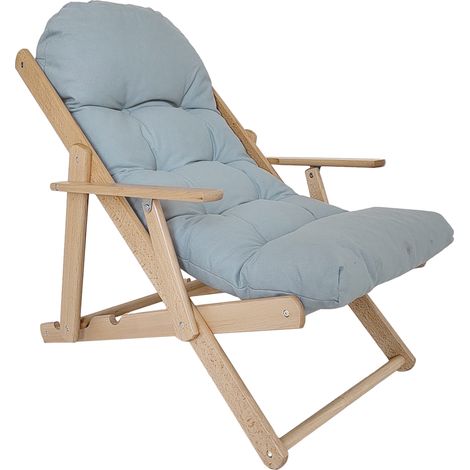 Klappbarer, verstellbarer Holzsessel mit dickem Polsterkissen, bequem für das Wohnzimmer (1/5)