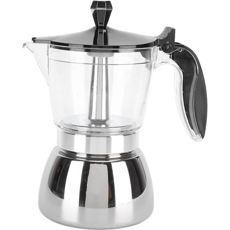 6 Cups Stainless Steel Coffee Maker, Italian Octagonal Coffee Brewing Mocha Coffee Maker (1/5)