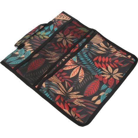 Tabouret Agenouilloir de Jardin avec Sac de Rangement à Poches et Porte-Outils Pliable, Design Feuilles Rouges (1/5)