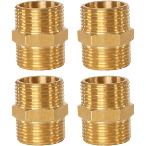 Stück Messinghülse, gerade Messing-Sechskantverbinder, Doppelrohrverschraubungen mit Außengewinde BSP 1/2" x 1/2", zum Aufschrauben für 3/4"-Rohre (1/5)